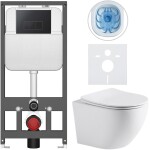 CERANO - Kompletní WC set Basic/Cesso - bílá matná - WC tlačítko Modulo/Černá - závěsné - předstěnová instalace - 49x36 CER-8050BD86278