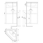 AQUALINE - ZOJA umyvadlová skříňka rohová 40,5x74x40,5cm, bílá 50345