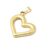 Přívěsek z nerezové oceli - srdce - zlaté - 28,5 × 29,5 x 3,5 mm - 1 ks