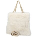 Módní dámská plyšová kabelka do ruky Lilith, krémová