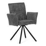 Židle jídelní, šedá látka, černý kov, otočný mechanismus 90°/90° (L/P) - funkce reset