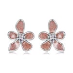 Stříbrné květinové náušnice Helen - stříbro 925/1000, Hnědá