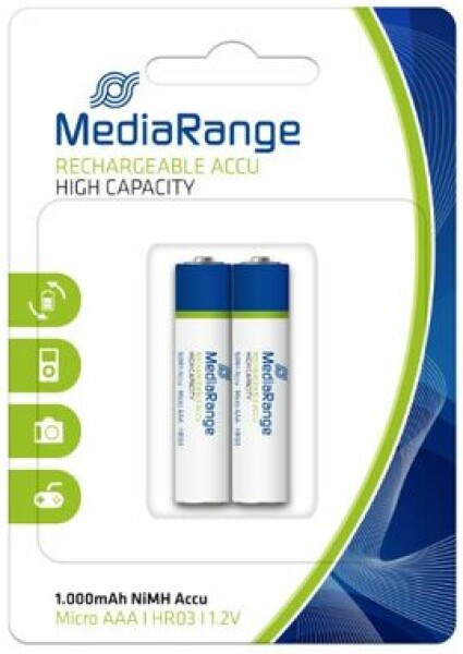 MediaRange High capacity nabíjecí baterie Micro AAA / HR03 / 1.2V / 2ks (MRBAT122)