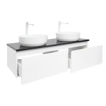 Koupelnová skříňka s kamennou krycí deskou SAT B-Way 119x30x45 cm bílá lesk BWAY120WU2B2B BWAY120WU2B2B