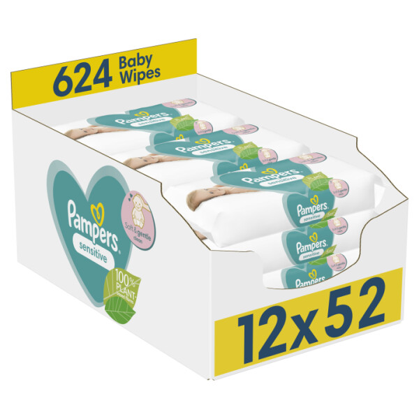 Pampers Sensitive dětské čisticí ubrousky 12 x 52 ks