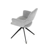 Židle jídelní, šedá látka, 360° vratný mechanismus, černý kov