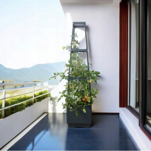 DumDekorace Květináč na rajčata s podpěrou 126 cm - na balkon a terasu