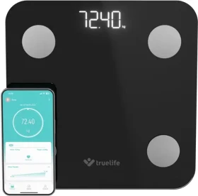 TrueLife FitScale W1 černá / smart diagnostická osobní váha / bluetooth / LCD displej / 2x AAA (TLCSMFSW1NNBA)