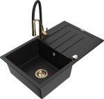 MEXEN - Bruno granitový dřez s odkapávačem včetně baterie Aster, černá 6513-77-73450-57-G