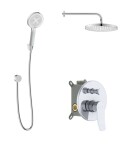 Kielle - Nefia Sprchový set s baterií pod omítku, pro 2 spotřebiče, s příslušenstvím EcoSpare a tělesem, chrom 20627SP110
