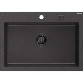 MEXEN/S - Elix granitový dřez 1-miska 700 x 500 mm, černá kropenatá, sifon černá 6526701005-76-B