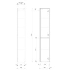 SAPHO - ESPACE skříňka 25x172x32cm, 1x dvířka, levá/pravá, dub alabama ESC120-2222