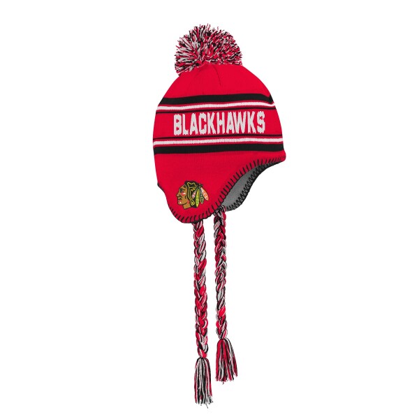 Outerstuff Dětská Zimní Čepice Chicago Blackhawks Jacquard Tassel Knit With Pom