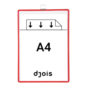 Djois rámeček s kapsou a očkem, A4, otevřený shora, červený, 5 ks