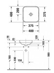 DURAVIT - Happy D.2 Plus Umyvadlová mísa zápustná, 40x40 cm, bez přepadu, WonderGliss, antracit mat 23594013001