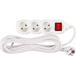 STREND PRO 213337 Prodlužovací kabel s vypínačem, 5m, 3 zásuvky, 3×1mm, bílý