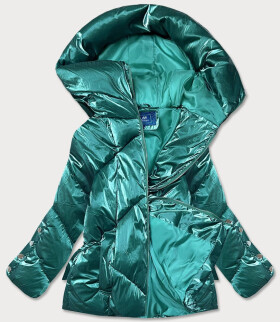 Zelená metalická krátká dámská zimní bunda puffer (omdl-022) odstíny zelené S (36)