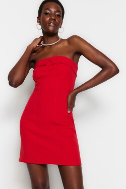 Trendyol Červené, vypasované, tkané elegantní večerní šaty
