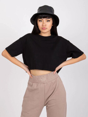 Krátké černé tričko crop top (7541) odstíny černé