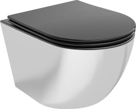 MEXEN - Lena Závěsná WC mísa včetně sedátka s slow-slim, duroplast, černá mat / stríbrná 30224074