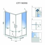 REA/S - Sprchový kout City 90x90 Brush Copper Se sprchovou vaničkou Savoy black KPL-K7984