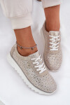 Semišové perforované tenisky na platformě zlaté LR51-927 40