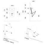 GSI - COUNITY urinál se zakrytým přívodem vody s otvory pro víko, Rimless, 31x65cm, černá mat 909826