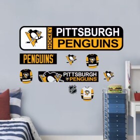 Mustang Drinkware Samolepky na Stěnu Pittsburgh Penguins NHL Repositionable Street Signs Wall Decal Set
