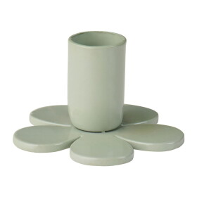 Ib Laursen Kovový svícen Flower Dusty Green 4,5 cm, zelená barva