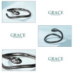 Stříbrný prsten Graceful Snake Black, stříbro 925/1000, had, Černá nastavitelná