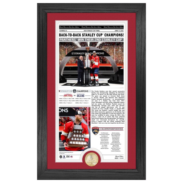 Obraz Florida Panthers NHL 2025 Stanley Cup Champions Bronze Coin Newspaper