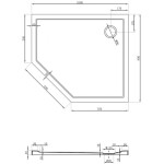 MEXEN - Flow pětiboká sprchová vanička slim pravá 100 x 80, bílá lesk 46P108010R