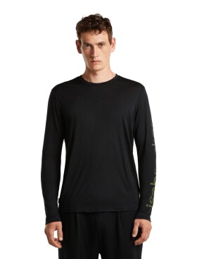 Pánské merino triko dlouhý rukáv ICEBREAKER Mens Merino 150 Tech Lite LS Tee IB Vertical, Black velikost: L