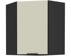 Horní rohová kuchyňská skříňka Arona, 60/60 cm, kašmírová/černá