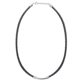 Pánský náhrdelník Alesso přírodní kůže a chirurgická ocel, Černá 50 cm