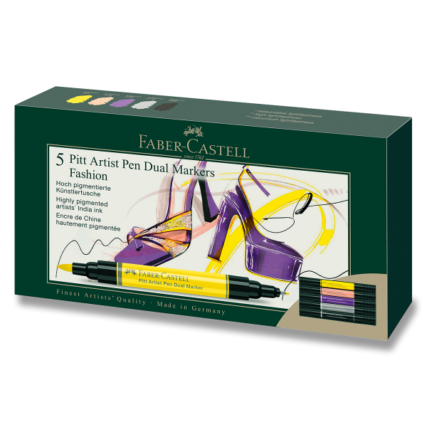 Popisovač Faber-Castell Pitt Artist Pen Dual Marker Fashion sada 5 ks