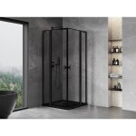 MEXEN/S - Mist L Duo sprchový kout dveře křídlové 100 x 100, černý okraj, černá 8A4L-100L-100P-70-70