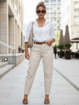 Dámské džíny regular fit high rise ecru FashionStreet UY2987 S