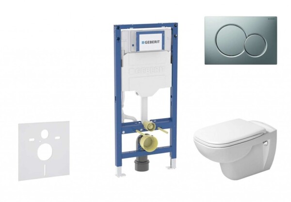 GEBERIT - Duofix Set předstěnové instalace, klozetu D-Code a sedátka softclose, tlačítko Sigma01, matný chrom SANI11CP2102