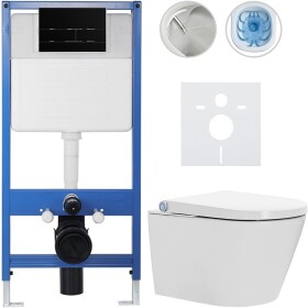 CERANO - Kompletní WC set Profi/Cronus Standard - bílá lesklá - WC tlačítko Line/Černá lesklá - předstěnová instalace - 59,3x38,4 CER-236411