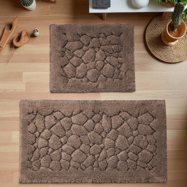 DumDekorace Sada 2 bavlněných koupelnových předložek BOSTON 10 - hnědá Šířka: 60 cm | Délka: 100 cm