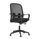 Židle kancelářská, černý MESH a černá látka, plastový kříž, houpací mechanismus.