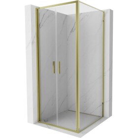 MEXEN/S - Exo sprchový kout dveře křídlové 100 x 100, transparent, zlato 814-100-100-50-00