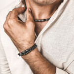 Pánský náramek Fernando - 6 mm lávový kámen, Černá 19 cm