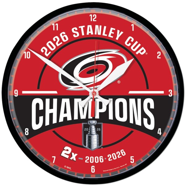 Wincraft Nástěnné hodiny Carolina Hurricanes NHL Two-Time Stanley Cup Champions