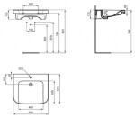 IDEAL STANDARD - Contour 21+ Umyvadlo bezbariérové 65x56 cm, bez přepadu, otvor pro baterii, SmartGuard+, bílá E3621HY