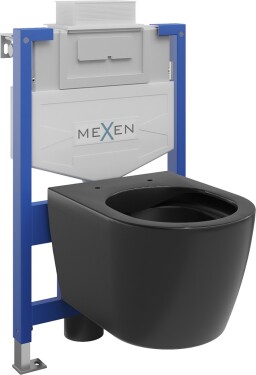 MEXEN/S - WC předstěnová instalační sada Fenix XS-U s mísou WC Carmen, černá mat 6853388XX85