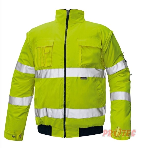 CRV Cerva Bunda Hi-Vis CLOVELLY PILOT 2v1 reflexní odepínatelné rukávy žlutá S - žlutá