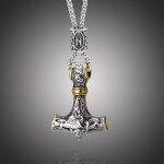 Pánský náhrdelník Thórovo kladivo - MJOLNIR Gold, 60 cm Náhodná