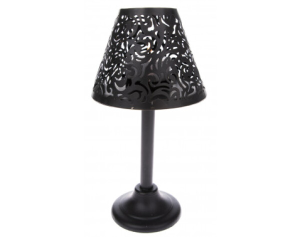 Dekorační svícen tvar lampa, černý kov